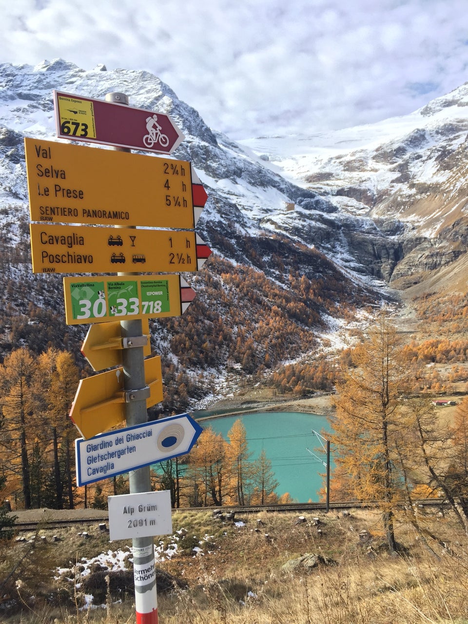 Alp Grüm panoramic view looking south into the Poschiavo Valley from 2,091 metres