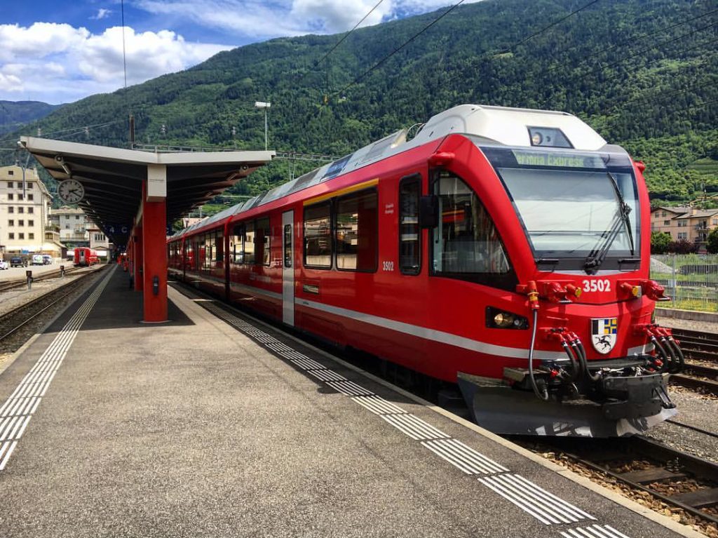 Bernina Express panoramic train — the UNESCO route from Tirano to St. Moritz