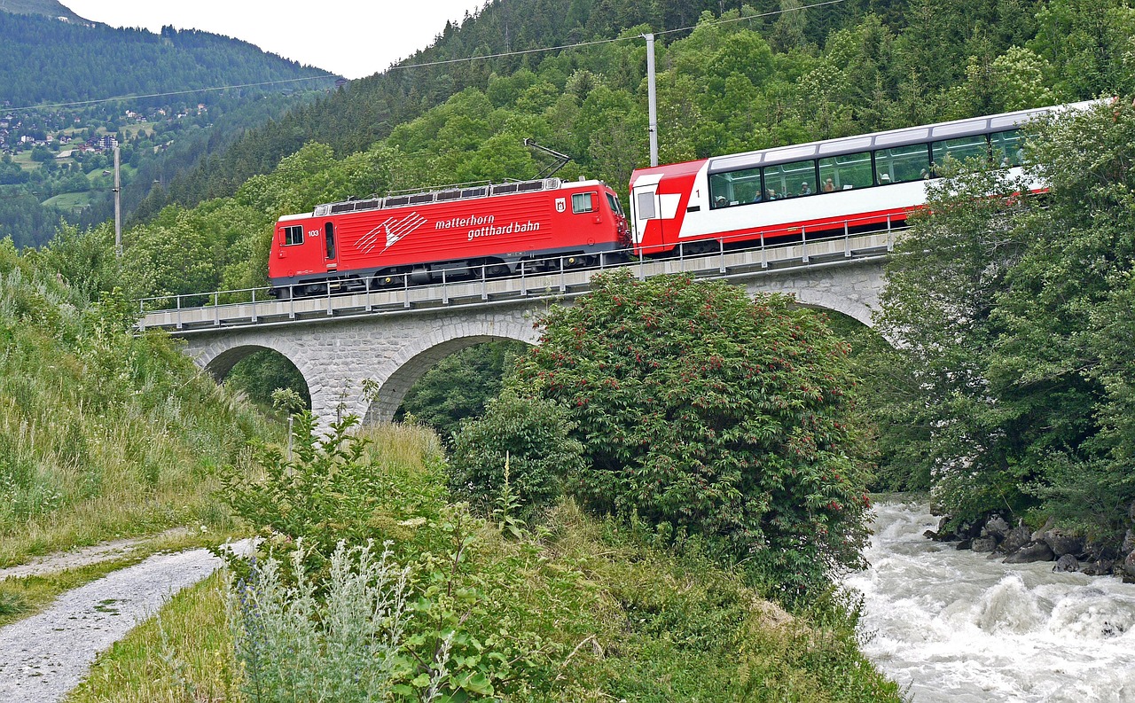 Glacier Express crossing the Swiss Alps