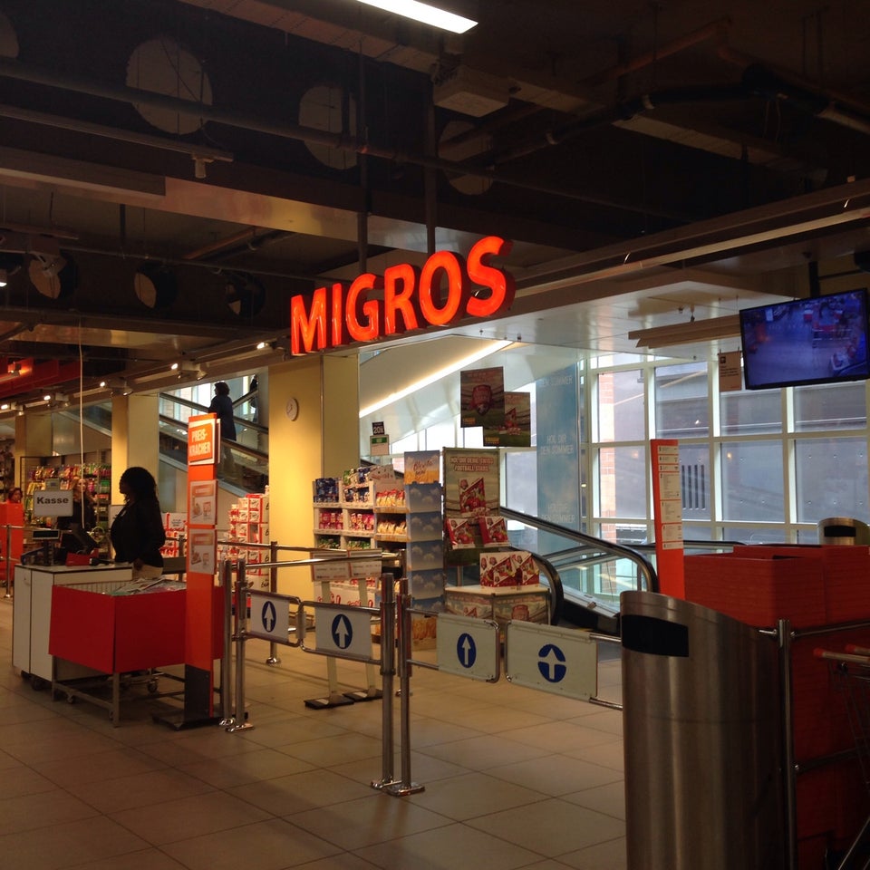 Migros Switzerland interior — local Swiss products on the shelves