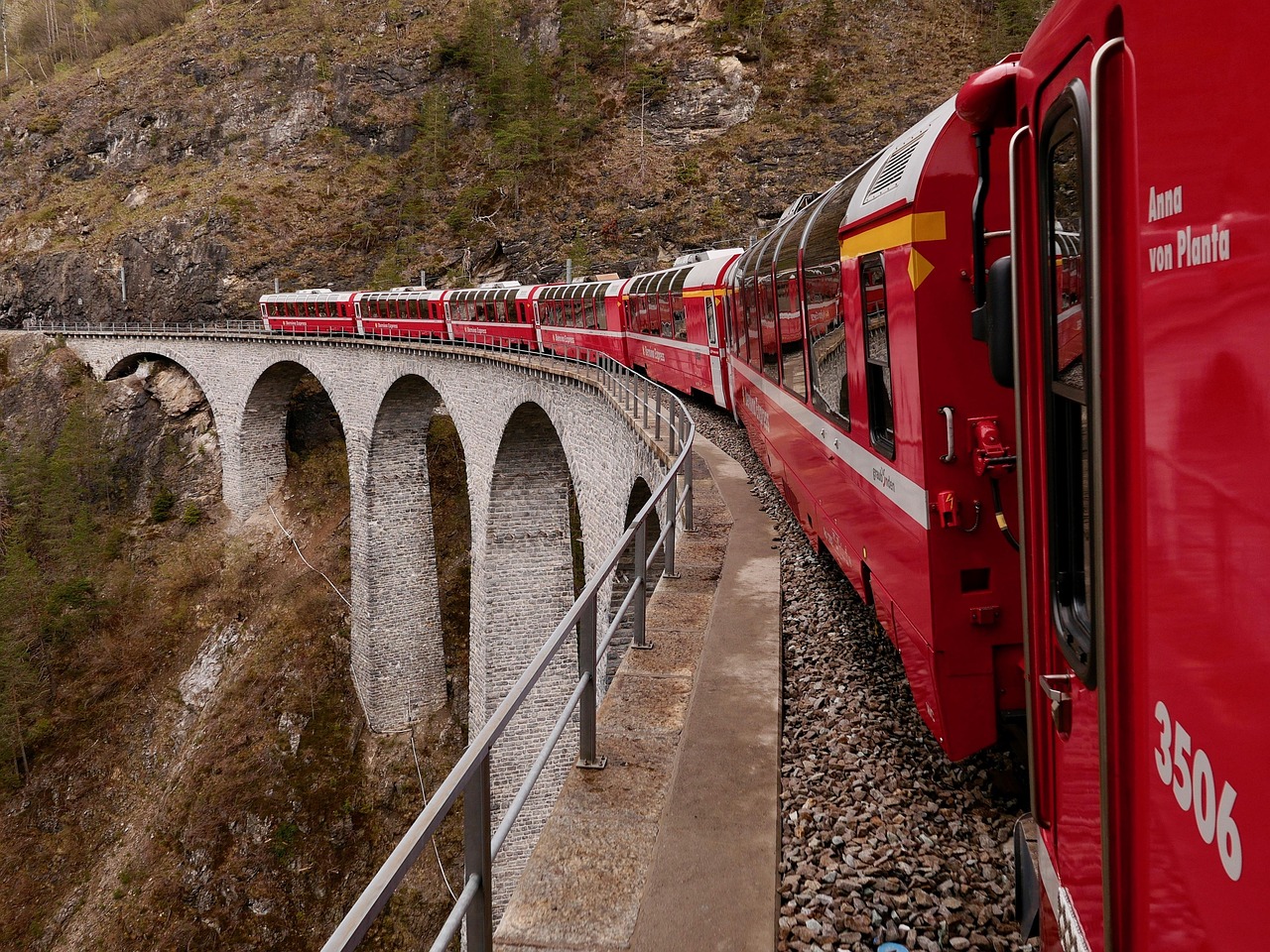 Bernina Express crossing the Swiss Alps
