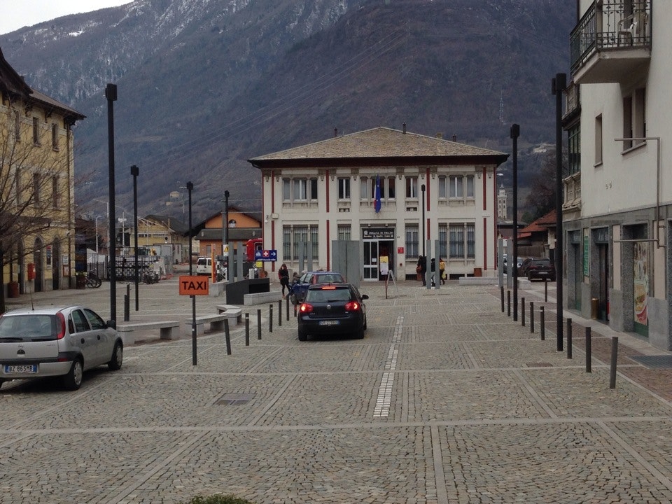 Piazza della Stazione in Tirano — where the Bernina Express departs