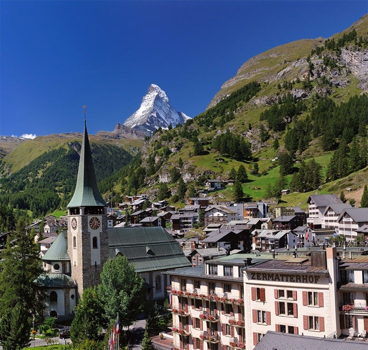 Zermatt village with the Matterhorn in evening light